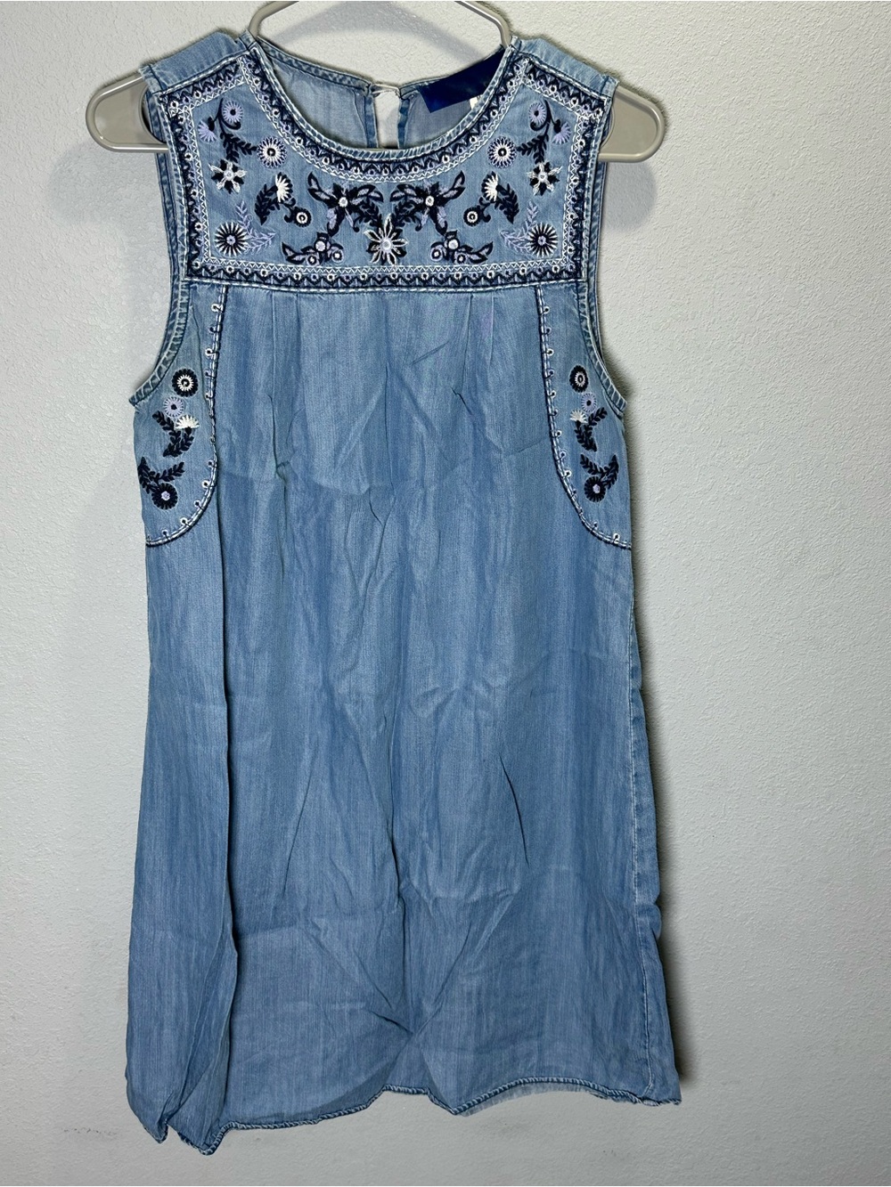 Blue Rain Light Blue Embroidered Denim-Style Y2K Dress